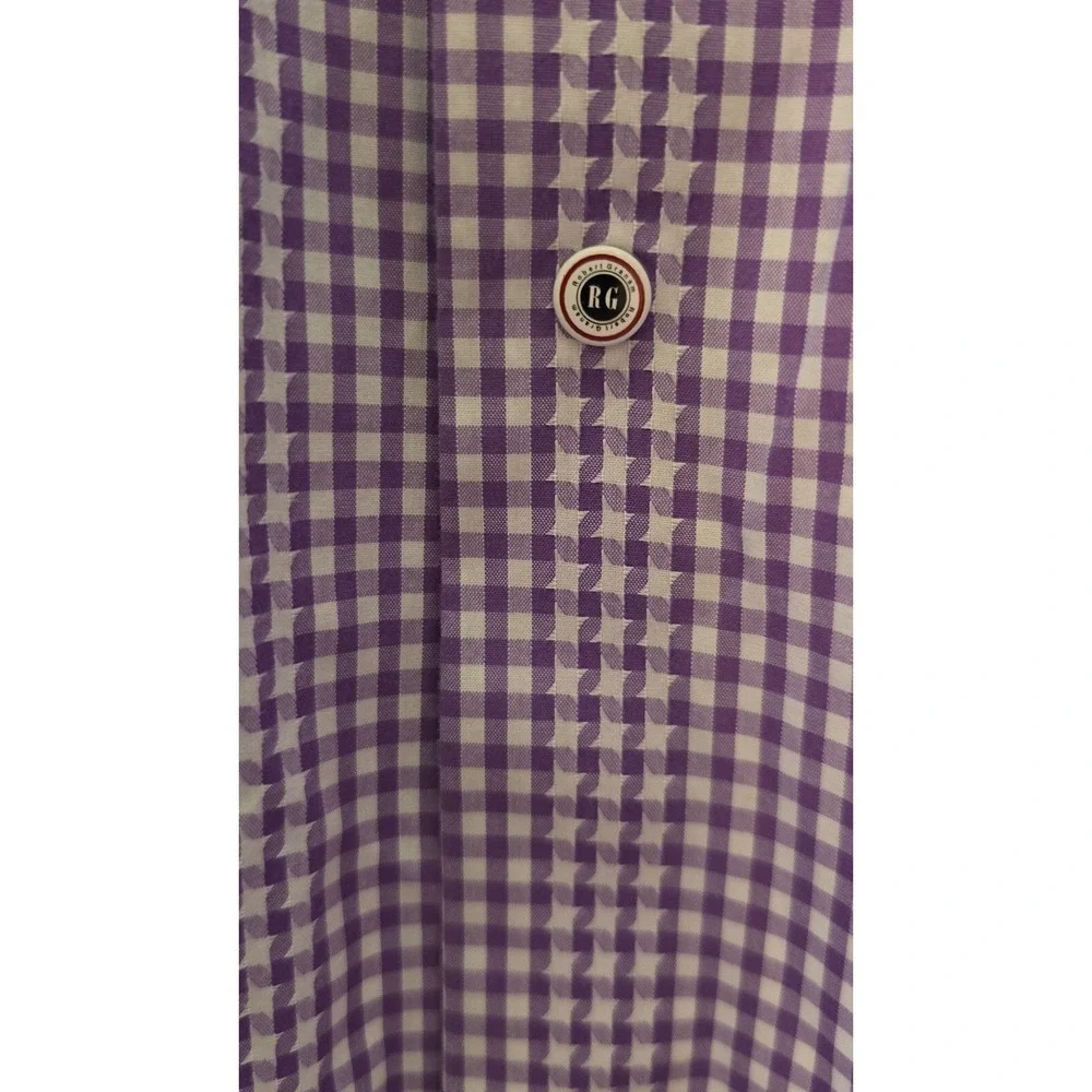 Robert‎ Graham Mens Shirt M Purple Micro Check Houndstooth Flip Cuff Button Up